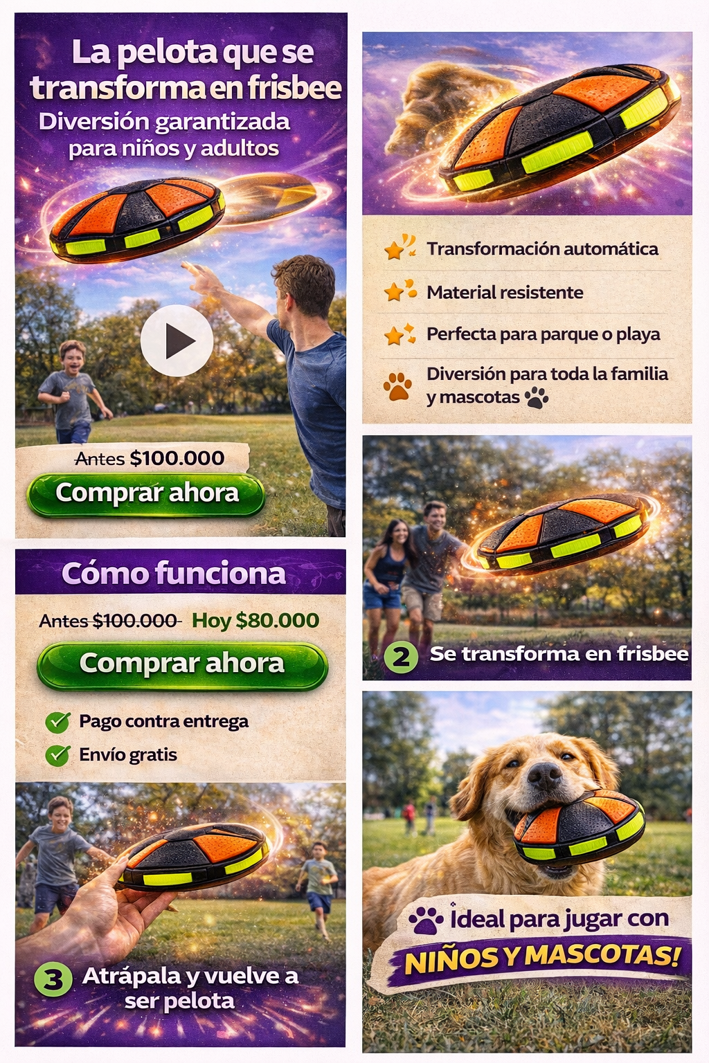 Pelota Balón Volador Frisby Con Luz Led