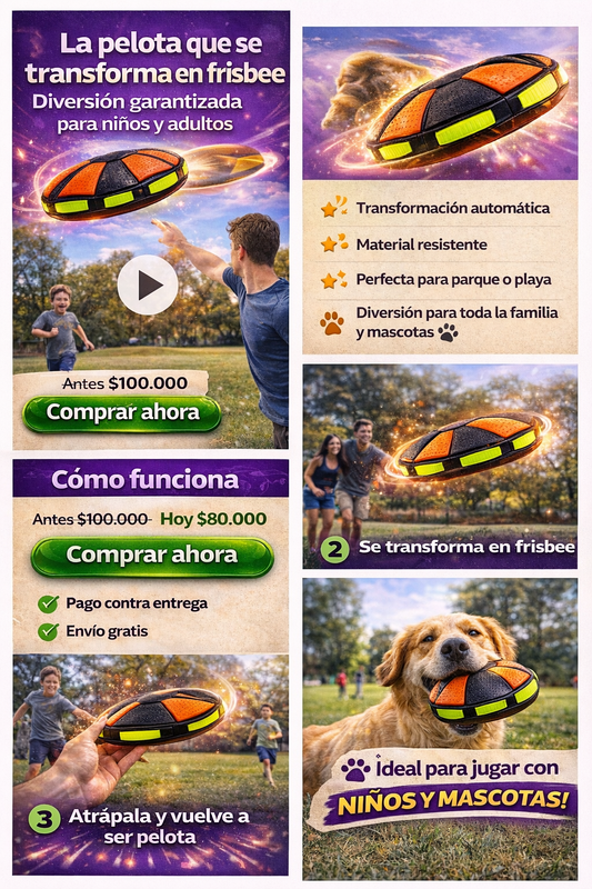 Pelota Balón Volador Frisby Con Luz Led